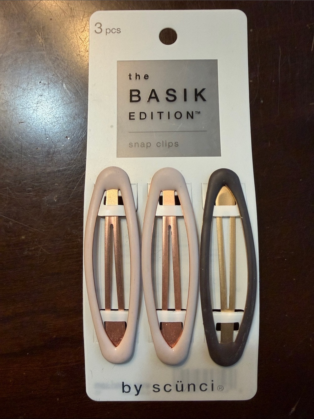The BASIK Edition by scünci Snap Clips - Pink & Brown Set